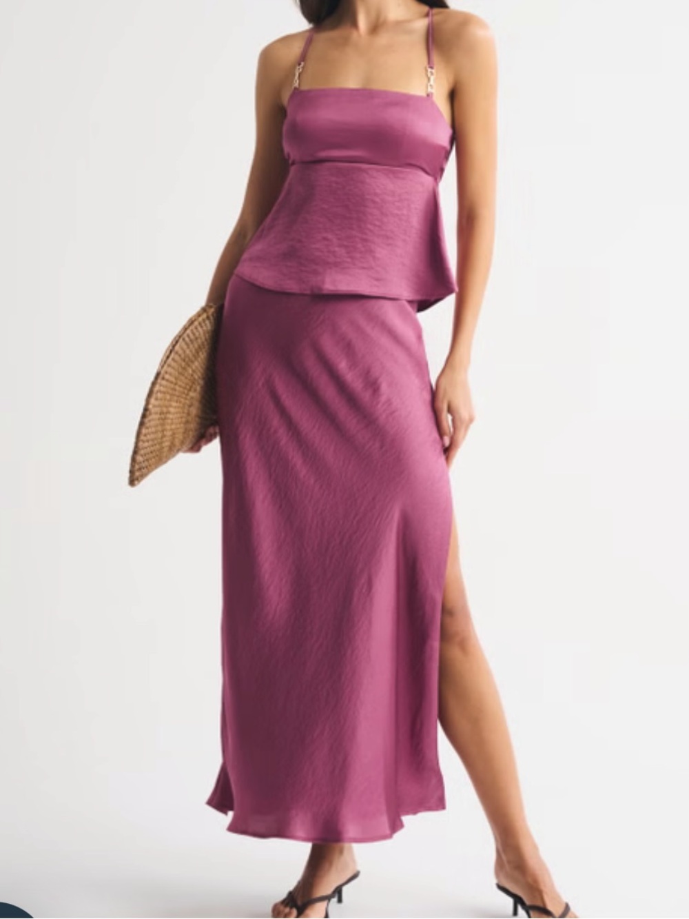 Abercrombie Bra-Free Hardware Set Top & Midi Skirt Purple Size L/M